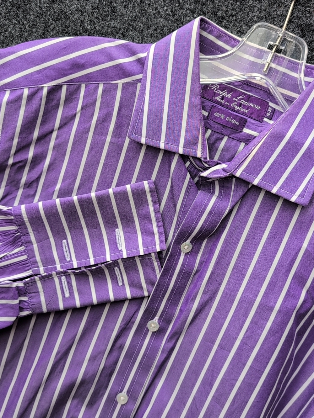Ralph Lauren Purple Label Shirt Mens 16 35 L Purple Striped French Cuffs England